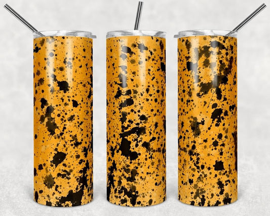 Yellow Paint Splatter- 20 oz or 30oz Skinny Tumblers w/ Lid and Metal Straw