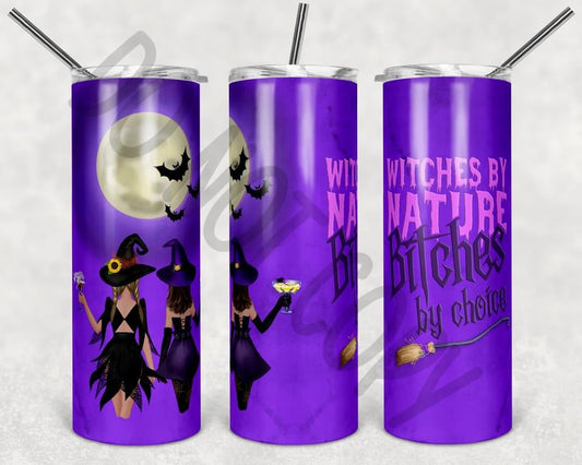 Witches by Choice Halloween - 20 oz or 30oz Skinny Tumblers w/ Lid and Metal Straw