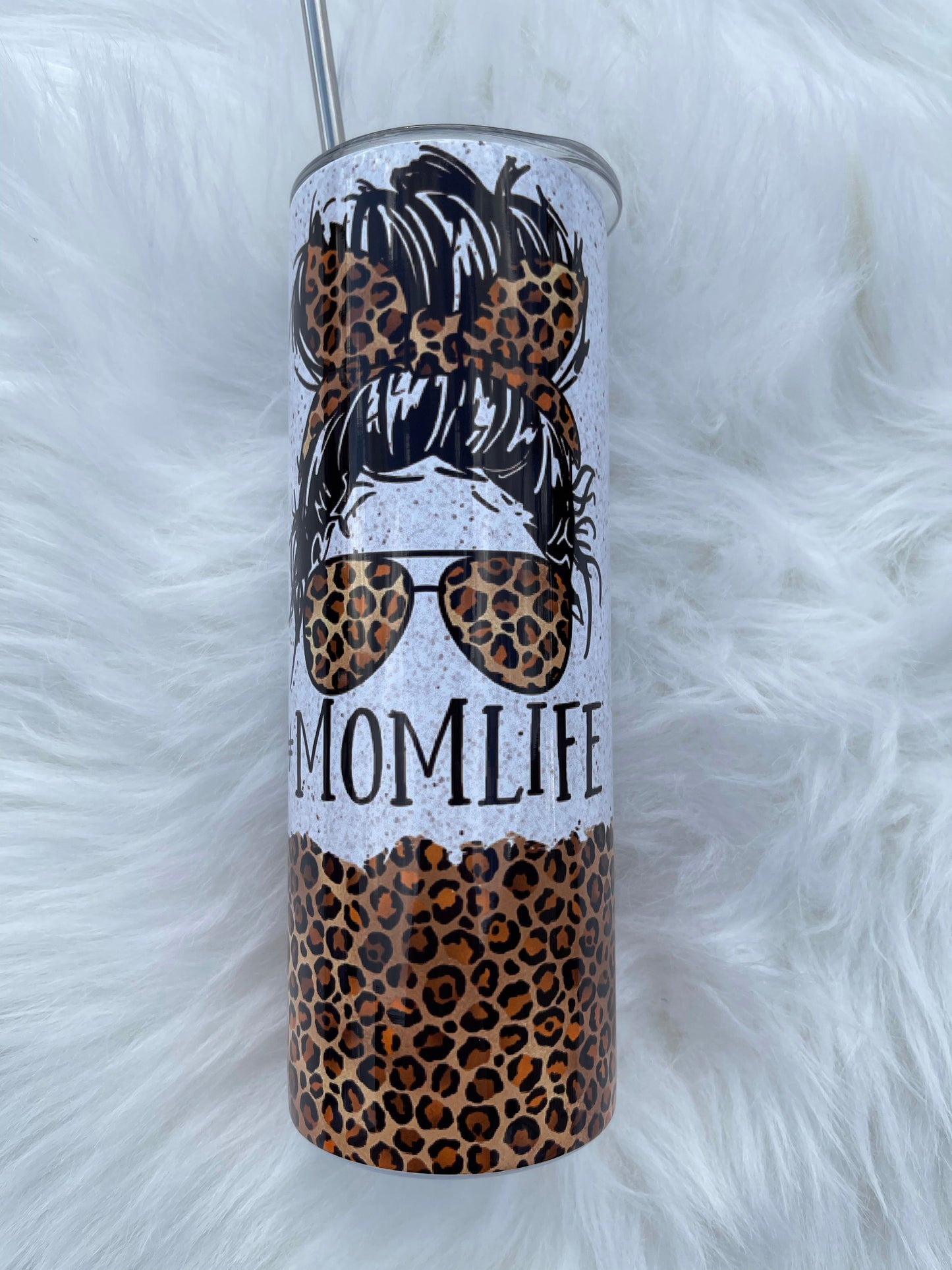 #Momlife - 20 oz Skinny Tumblers w/ Lid and Metal Straw '