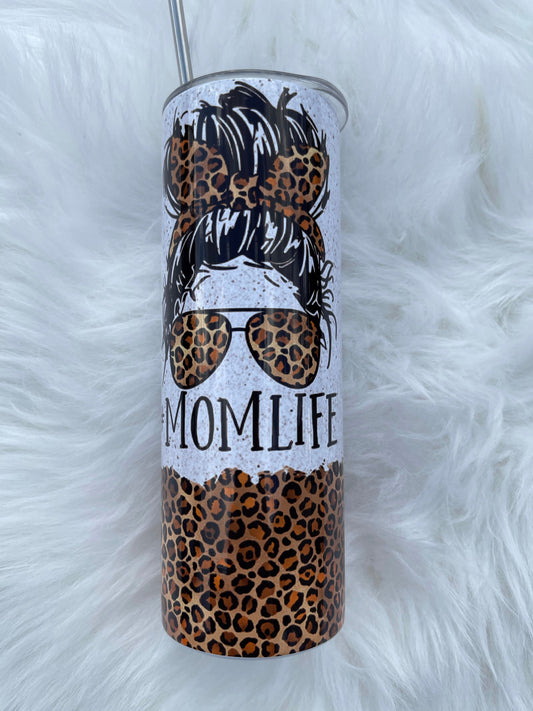 #Momlife - 20 oz Skinny Tumblers w/ Lid and Metal Straw '