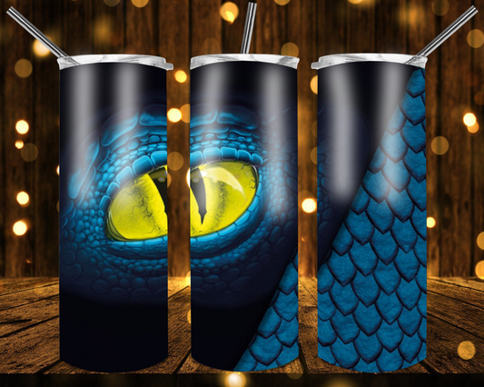 Blue & Black Dragon Eye- 20oz or 30oz Skinny Tumblers w/ Lid and Metal Straw