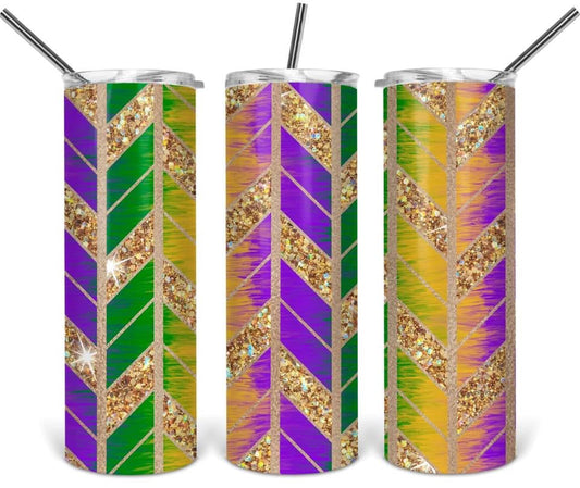 Glitter Gold Rainbow Colors - 20oz or 30oz Skinny Tumblers w/ Lid and Metal Straw