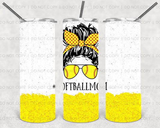 Softball Mom- 20oz or 30oz Skinny Tumblers w/ Lid and Metal Straw