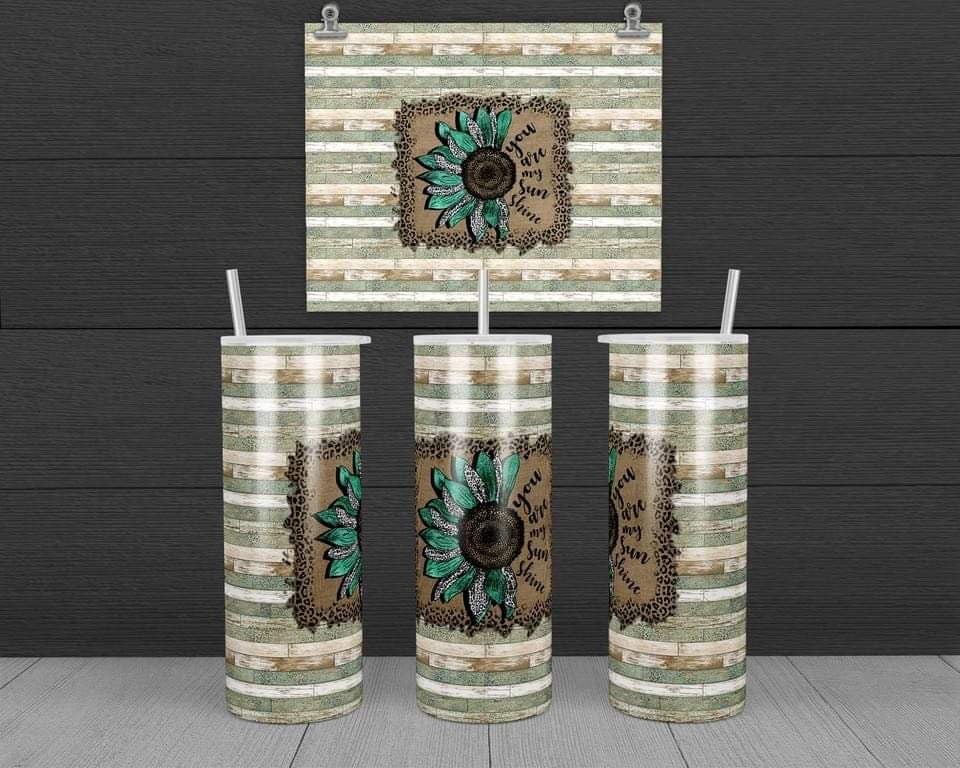 Sunflower with words - 20 oz or 30oz Skinny Tumblers w/ Lid and Metal Straw