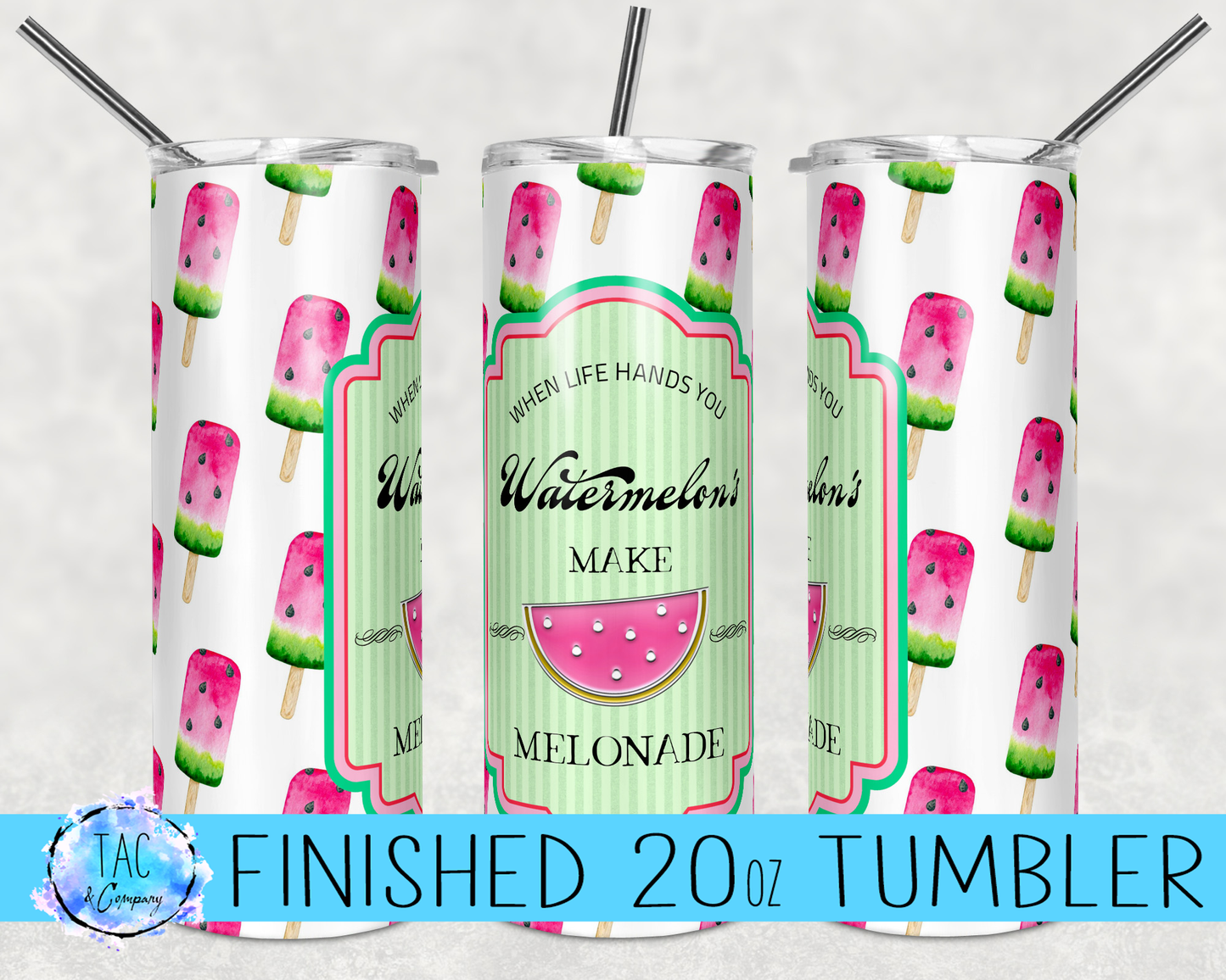 White Popsicle Melonade - 20oz or 30oz Skinny Tumblers w/ Lid and Metal Straw