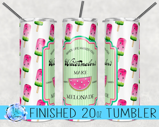 White Popsicle Melonade - 20oz or 30oz Skinny Tumblers w/ Lid and Metal Straw