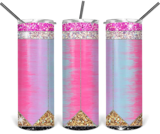 Pencil Rainbow Colors - 20oz or 30oz Skinny Tumblers w/ Lid and Metal Straw