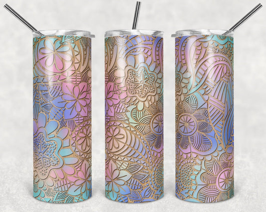 Flowers - 20 oz or 30oz Skinny Tumblers w/ Lid and Metal Straw
