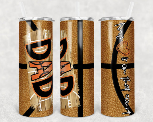 Basketball Dad - 20 oz Skinny Tumblers w/ Lid and Metal Straw