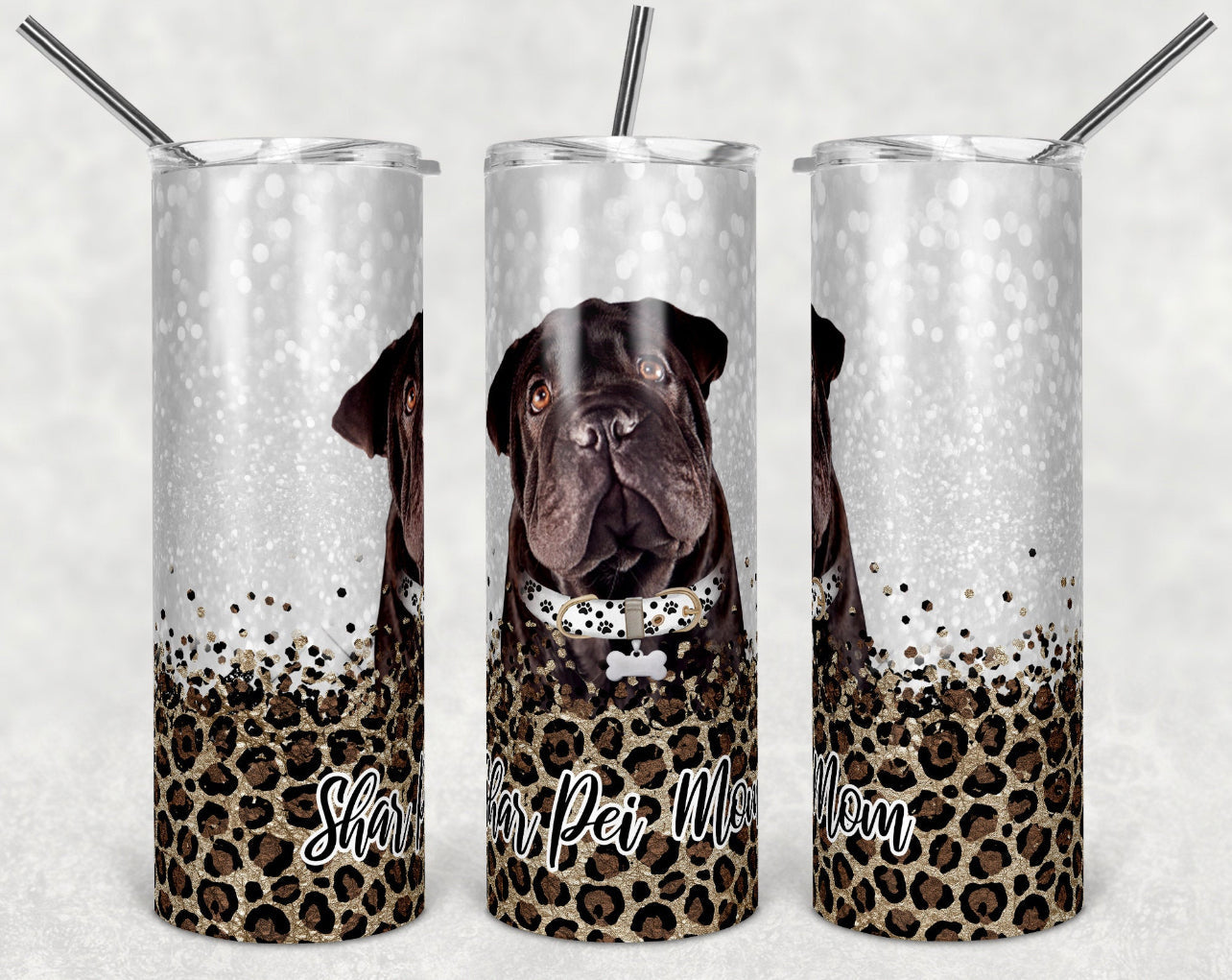 Shar Pei  Dog Mom - 20oz or 30oz Skinny Tumblers w/ Lid and Metal Straw