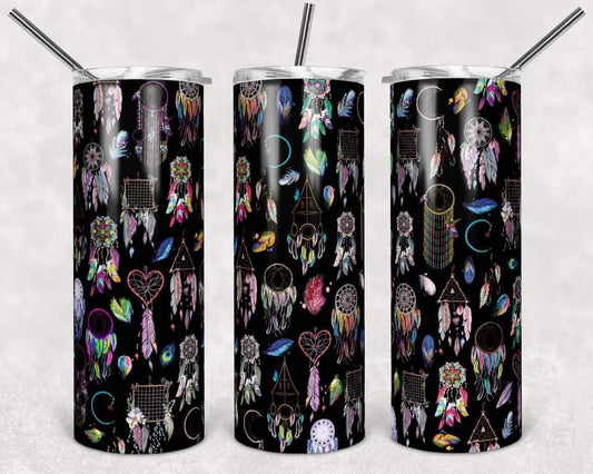 Dream Catcher - 20 oz or 30oz Skinny Tumblers w/ Lid and Metal Straw