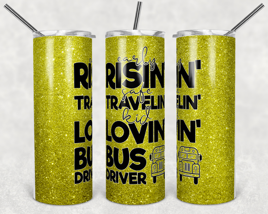 Traveling Bus- 20 oz or 30oz Skinny Tumblers w/ Lid and Metal Straw