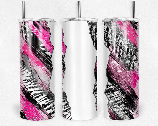 Pink & Black Zebra  - 20oz or 30oz Skinny Tumblers w/ Lid and Metal Straw