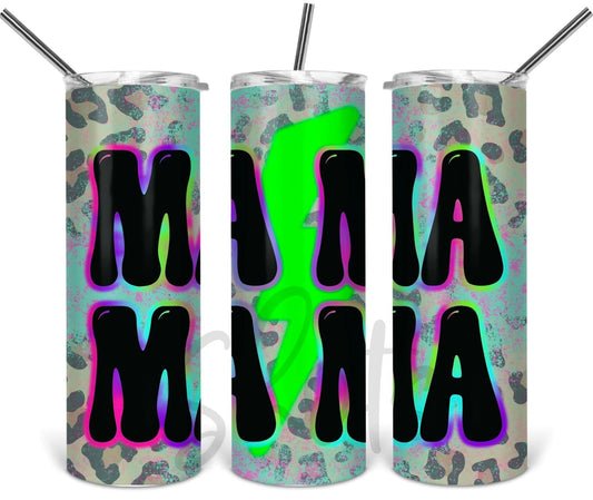Cheetah Mama- 20 oz or 30oz Skinny Tumblers w/ Lid and Metal Straw