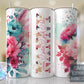 Nanny Split Hot Pink Floral Full Wrap -20oz or 30oz Skinny Tumblers w/ Lid and Metal Straw