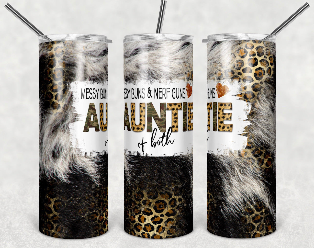 Aunt Cheetah - 20oz or 30oz Skinny Tumblers w/ Lid and Metal Straw