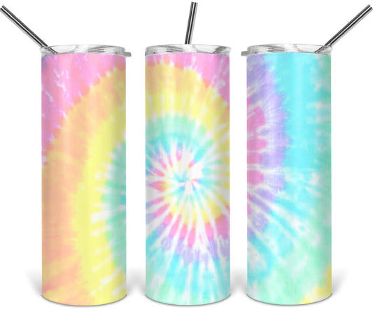 Pastel Tye Dye - 20oz or 30oz Skinny Tumblers w/ Lid and Metal Straw