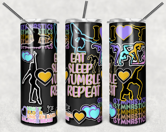 Gymnastics, Tumbler , Sports - 20oz or 30oz Skinny Tumblers w/ Lid and Metal Straw