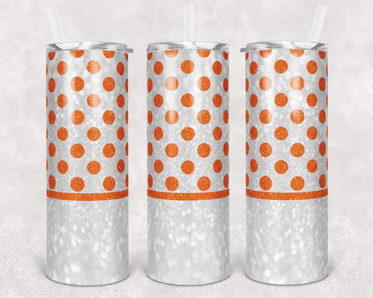 Orange Polka Dots - 20oz or 30oz Skinny Tumblers w/ Lid and Metal Straw