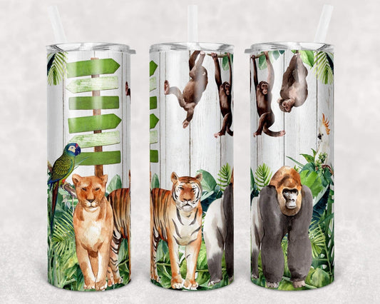 Wild Animals - 20oz or 30oz Skinny Tumblers w/ Lid and Metal Straw
