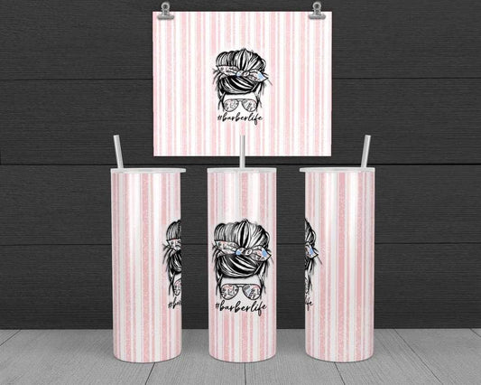 Barber Life - 20 oz or 30oz Skinny Tumblers w/ Lid and Metal Straw