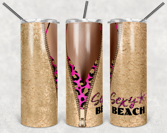 Sexy Beach - 20 oz or 30oz Skinny Tumblers w/ Lid and Metal Straw