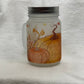 Frosted Mason Jar with lid and straw - Pumpkin Fall