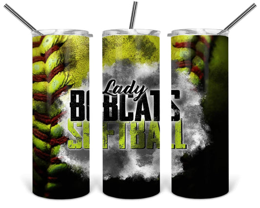 BobCat Lady’s Softball - 20oz or 30oz Skinny Tumblers w/ Lid and Metal Straw