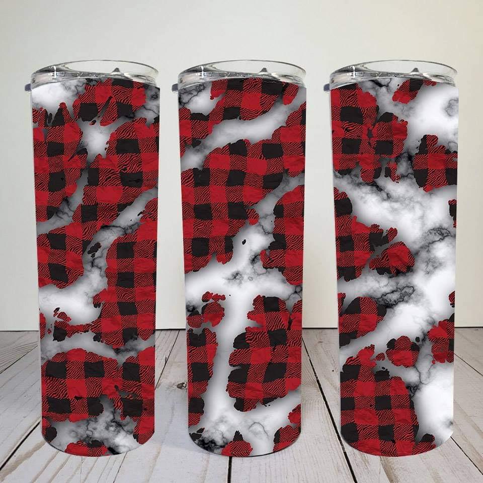 Shadow Plaid- 20oz or 30oz Skinny Tumblers w/ Lid and Metal Straw