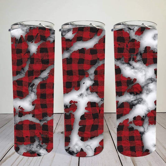 Shadow Plaid- 20oz or 30oz Skinny Tumblers w/ Lid and Metal Straw