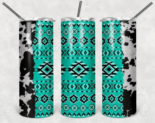 Cow Print Western- 20oz or 30oz Skinny Tumblers w/ Lid and Metal Straw