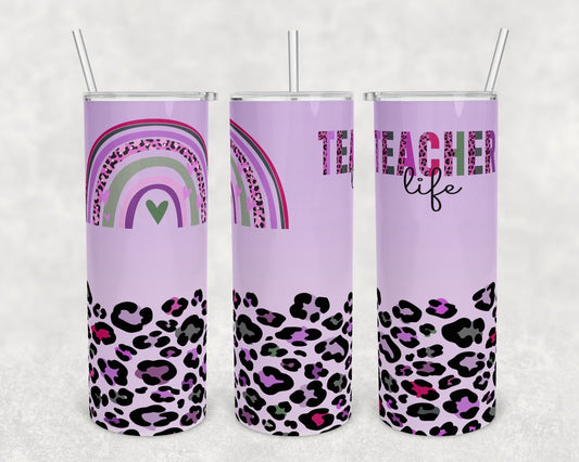 Teacher Life Purple - 20 oz or 30oz Skinny Tumblers w/ Lid and Metal Straw