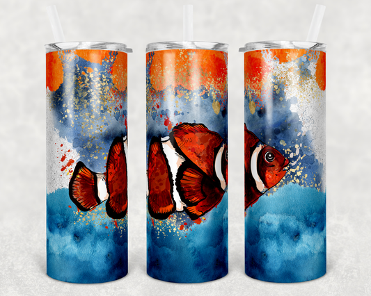 Ocean ,Sea Animals Fish Turtle- 20oz or 30oz Skinny Tumblers w/ Lid and Metal Straw