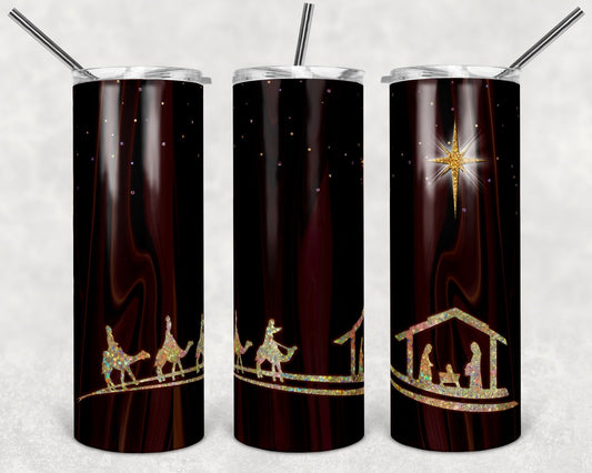 The Baby in the Manger- 20oz or 30oz Skinny Tumblers w/ Lid and Metal Straw