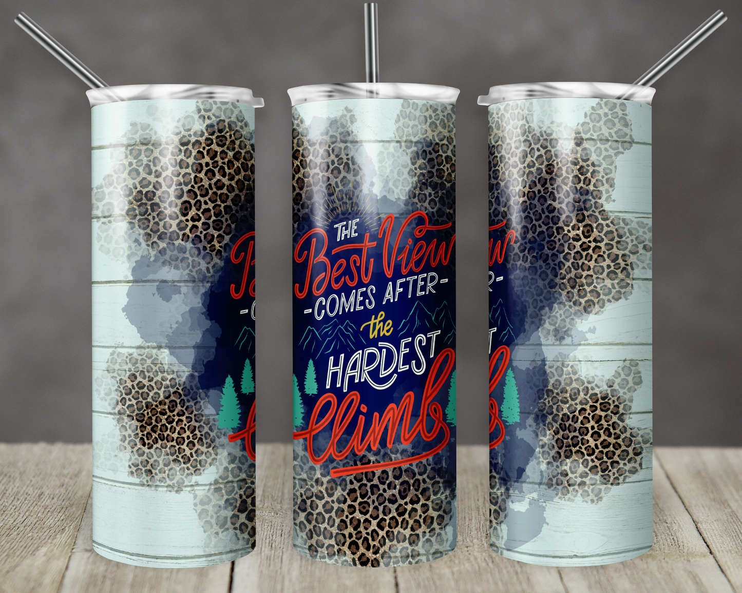 The best view comes after the hardest climb- 20oz or 30oz Skinny Tumblers w/ Lid and Metal Straw