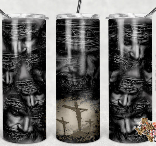 Jesus on the Cross - 20oz or 30oz Skinny Tumblers w/ Lid and Metal Straw