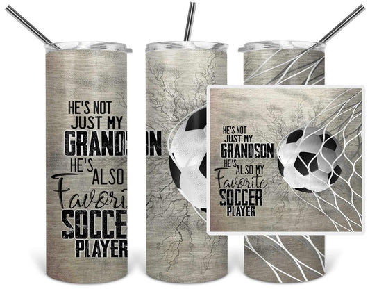 Grandson Favorite Soccer - 20oz or 30oz Skinny Tumblers w/ Lid and Metal Straw