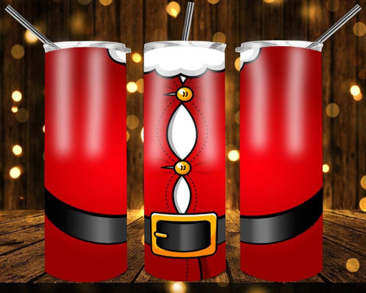 Santa Suit- 20oz or 30oz Skinny Tumblers w/ Lid and Metal Straw