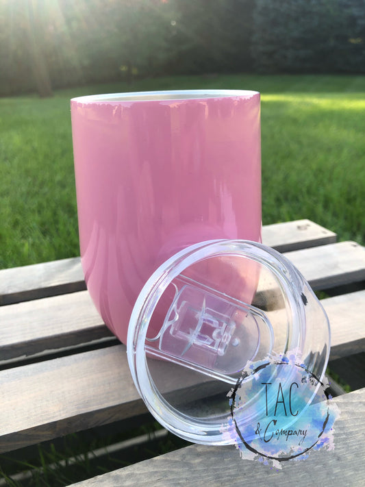 12oz Stemless Wine Tumbler-Pink Base