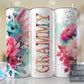 Grammy Hot Pink Floral Full Wrap -20oz or 30oz Skinny Tumblers w/ Lid and Metal Straw