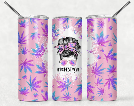 Dopest Mom - Pink MJ - 20oz or 30oz Skinny Tumblers w/ Lid and Metal Straw