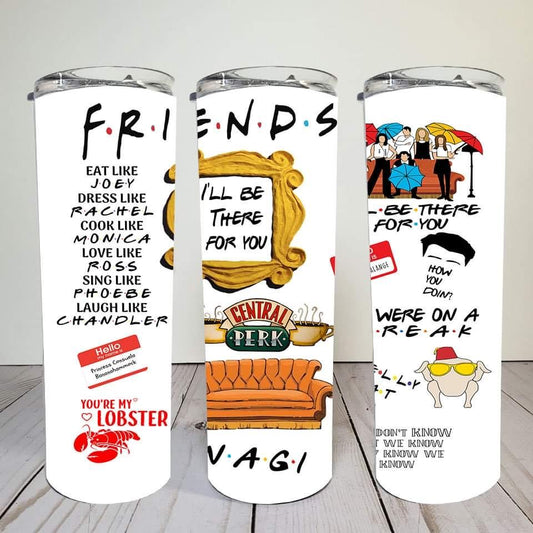 Friends white & purple - 20oz or 30oz Skinny Tumblers w/ Lid and Metal Straw