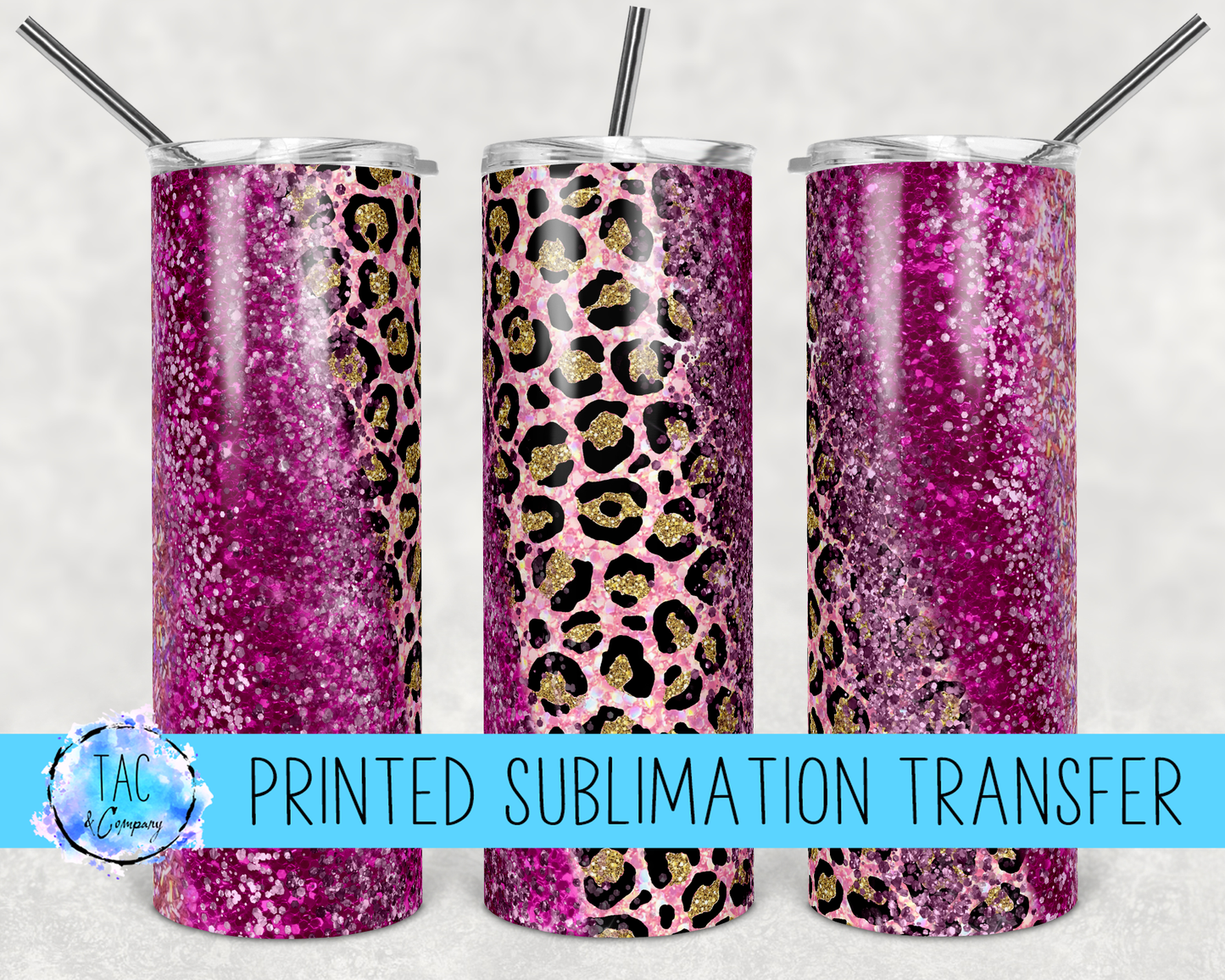 Leopard Brigh Pink Glitter -Sublimation Print (This Is Not A Digital File