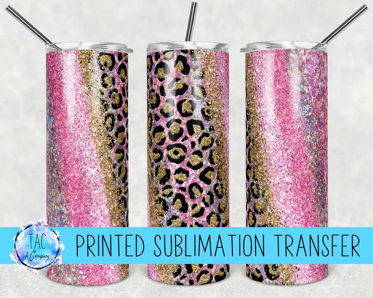 Leopard Glitter with light Pink -Sublimation Print (This Is Not A Digital File