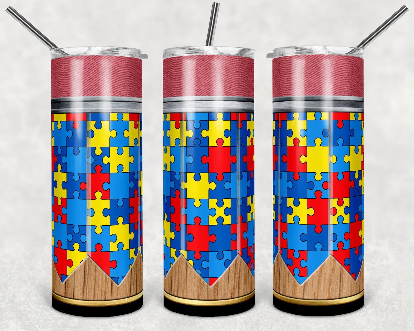 Autism Awareness - 20oz or 30oz Skinny Tumblers w/ Lid and Metal Straw