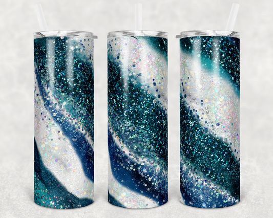 Bue Glitter Milkyway- 20 oz or 30oz Skinny Tumblers w/ Lid and Metal Straw