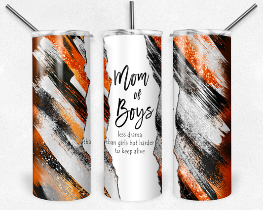 Mom of Boys- 20oz or 30oz Skinny Tumblers w/ Lid and Metal Straw