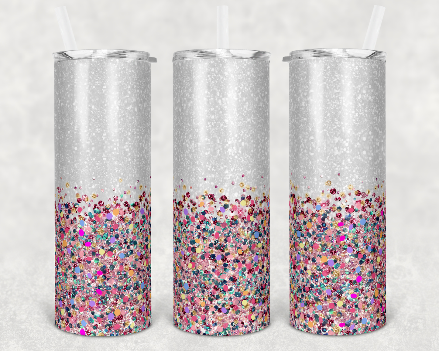 Confetti Bottom - 20oz or 30oz Skinny Tumblers w/ Lid and Metal Straw