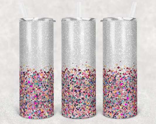 Confetti Bottom - 20oz or 30oz Skinny Tumblers w/ Lid and Metal Straw