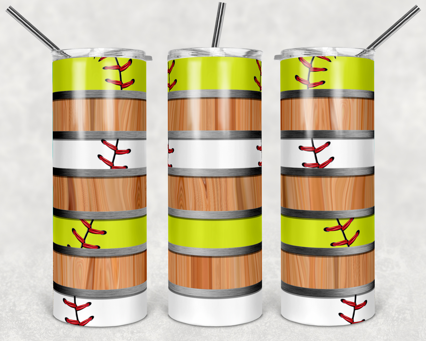 Softball and Baseball Sports - 20 oz or 30oz Skinny Tumblers w/ Lid and Metal Straw
